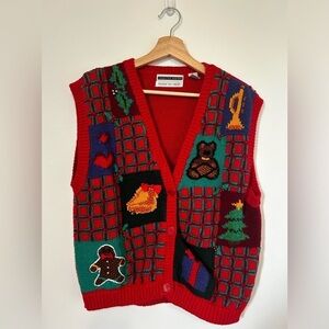 Jennifer Moore Hand Knit Vintage Christmas Vest XL